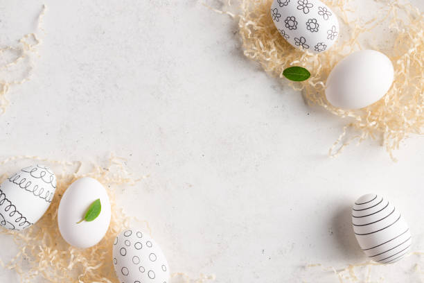 istock Easter frame made of black and white decorated Easter eggs 1366386615