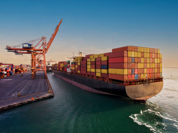 istock Aerial view of Container freight ship in transit. 1366388665