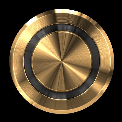 3d Polished Gold Blank Medallion. Isolated on black