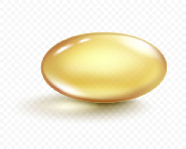 Vector Real fish oil capsule with transparency effect and shadow. Realistic shiny medicine pills with gold yellow fish oil or omega 3 vitamin supplement isolated on white background. 3d vector illustration Vector Real fish oil capsule with transparency effect and shadow. Realistic shiny medicine pills with gold yellow fish oil or omega 3 vitamin supplement isolated on white background. 3d vector illustration vitamin a nutrient stock illustrations