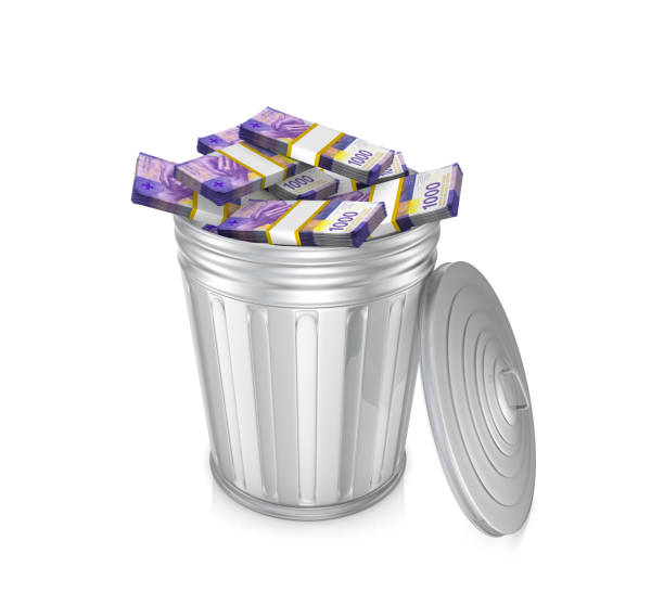 istock Swiss Francs money garbage trash 1366395383