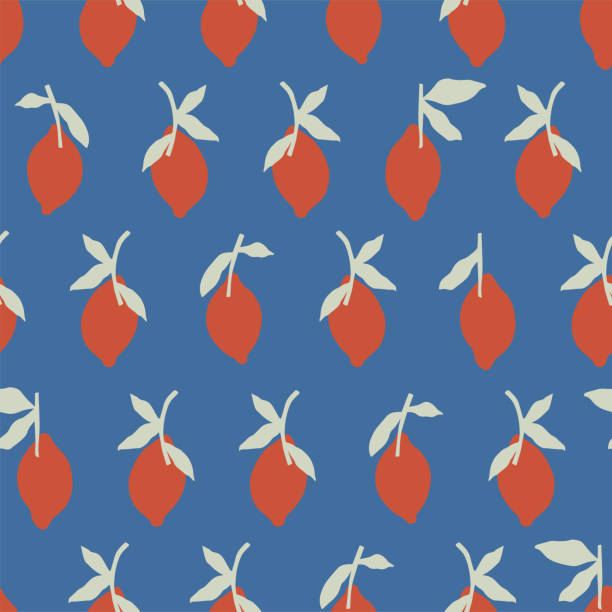 istock Vector retro colored lemon fruit illustration motif seamless repeat pattern fashion home kitchen print fabric textile digital artwork 1366395518