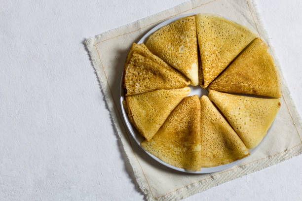 istock Maslenitsa - holiday pancakes on a light background. close-up. pancakes. place for text, textile 1366396586