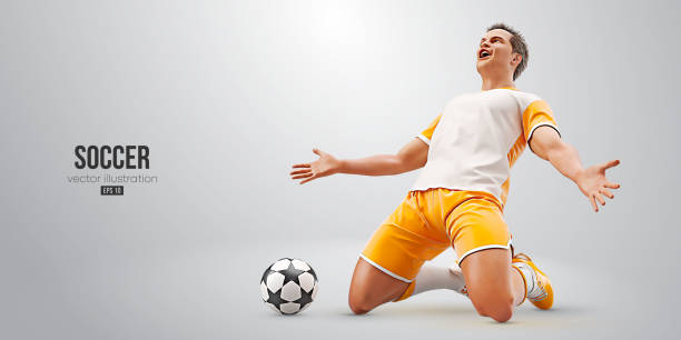 football soccer player man in action isolated white background. Vector illustration football soccer player man in action isolated white background. Vector illustration soccer soccer player goalie playing stock illustrations