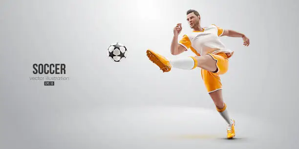 Vector illustration of football soccer player man in action isolated white background. Vector illustration