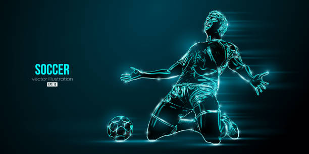 istock football soccer player man in action isolated blue background. Vector illustration 1366396889