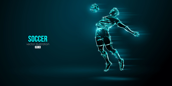 football soccer player man in action isolated blue background. Vector illustration