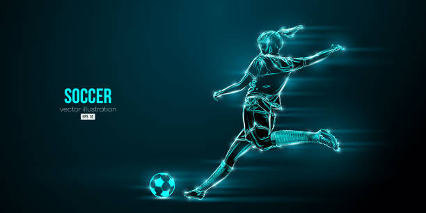 football soccer player woman in action isolated blue background. Vector illustration football soccer player woman in action isolated blue background. Vector illustration soccer soccer player goalie playing stock illustrations