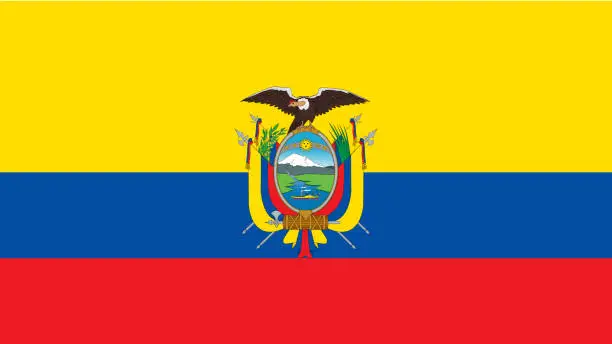 Vector illustration of National Flag of Ecuador Eps File - Ecuadorean Flag Vector File