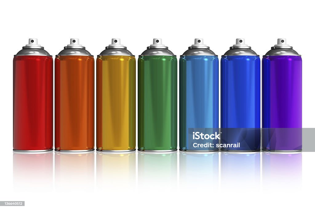 Satz von Regenbogen Farbe spray Dosen - Lizenzfrei Blechdose Stock-Foto