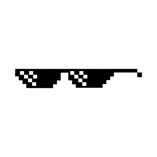 pixel art glasses. black glasses of thug life. isolated on white background vector illustration - 太陽鏡 幅插畫檔、美工圖案、卡通及圖標