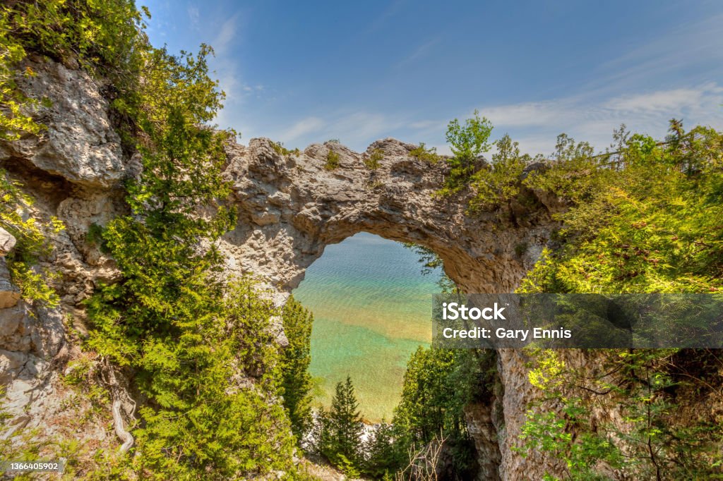 Mackinac Island In The Spring Arch Rock Mackinac Island Mackinac Island Stock Photo