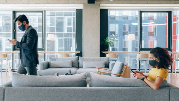 Business people resting at relax room in coworking space