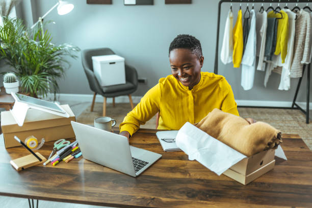 istock Young woman are preparing a package for delivery to clients. 1366409184