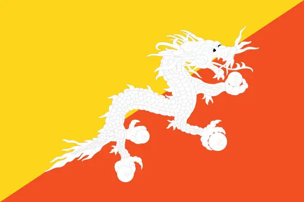 Vector illustration of Bhutan National Flag Vektor Illustration