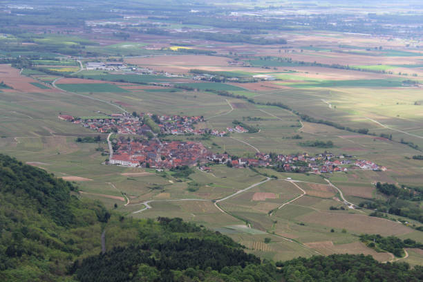 View of the Alsace plain from the Vosges France