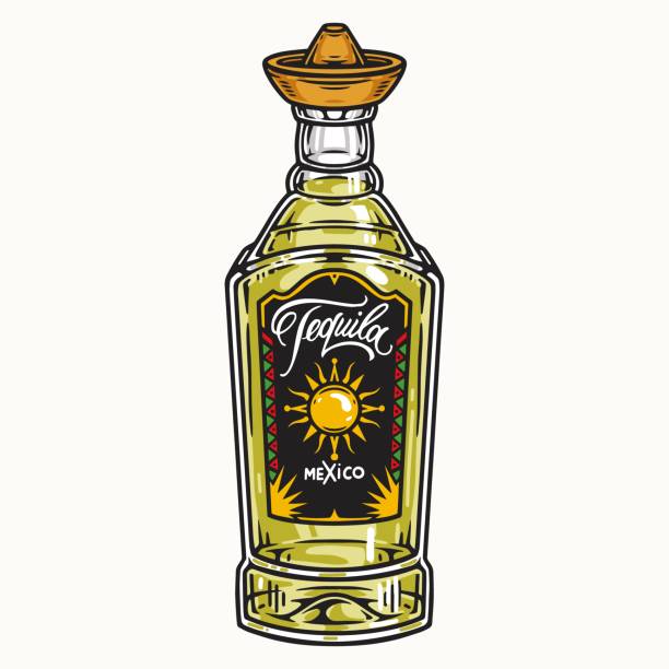 ilustrações de stock, clip art, desenhos animados e ícones de tequila bottle with cover in shape of sombrero - cork tops
