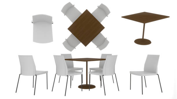 istock wood dining table and white chair on white background,top view, side,3d rendering 1366413954