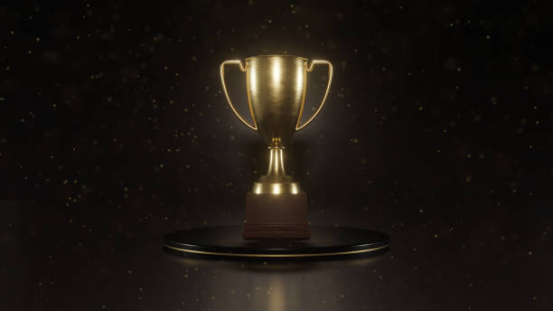 istock Gold cup with black background, isolated gold cup, shiny 1366416670