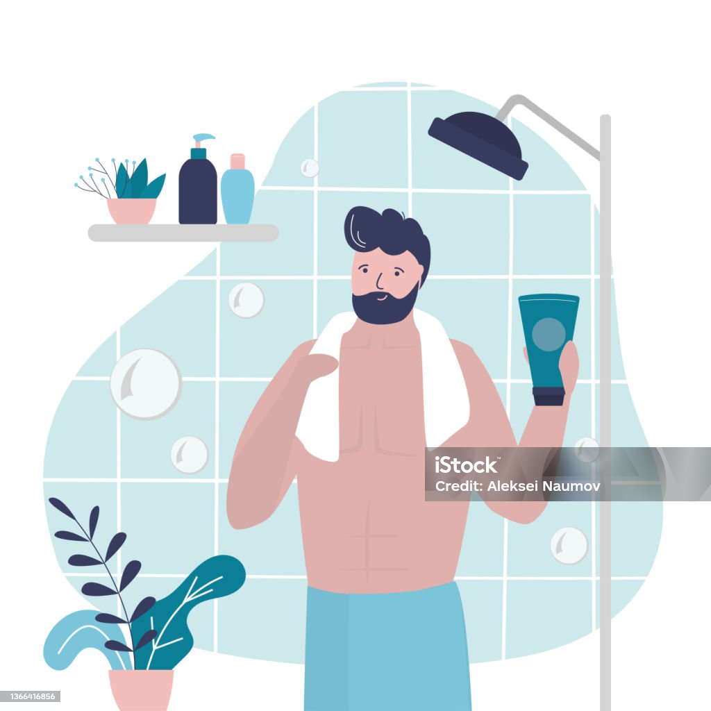 Handsome Man Styling Hair With Gel After Bath Male Character Demonstrates His Hair Care Guy Standing After Shower Wrapped In Towel Stock Illustration - Download Image Now - iStock Handsome Man Styling Hair With Gel After Bath Male Character Demonstrates His Hair Care Guy Standing After Shower Wrapped In Towel Stock Illustration - Download Image Now - iStock