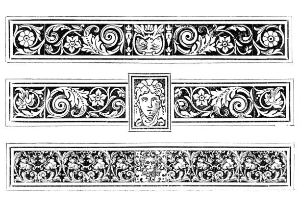 ilustrações de stock, clip art, desenhos animados e ícones de art nouveau design element for decoration drawing 1898 - 1896