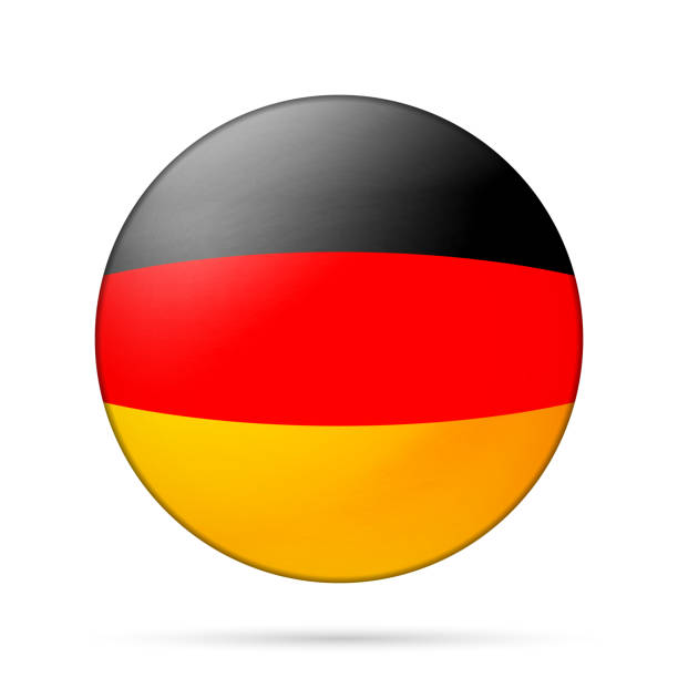 istock Glass light ball with flag of Germany. Round sphere, template icon. German national symbol. Glossy realistic ball, 3D abstract vector illustration highlighted on a white background. Big bubble 1366420712