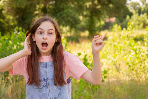 Surprised 11 Year Old Girl stock photo