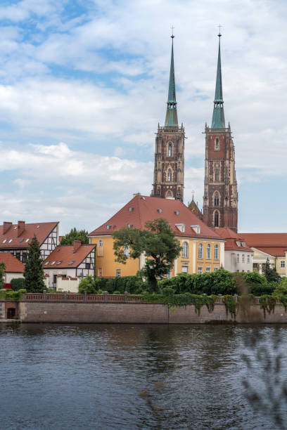 istock Cathedral of St. John the Baptist Skyline with Oder River at Cathedral Island (Ostrow Tumski) - Wroclaw, Poland 1366422297
