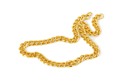Massive gold male chain isolated on white
