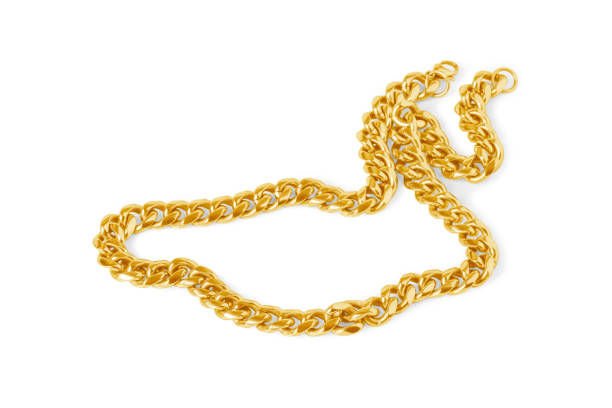 Gold chain Massive gold male chain isolated on white gem jewelry gold glamour stock pictures, royalty-free photos & images