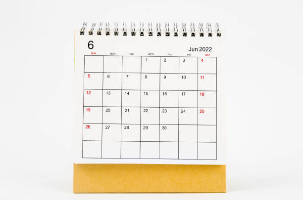 istock June 2022 desk calendar on white background. 1366424373