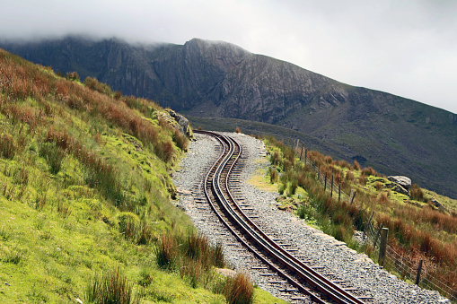 Snowdonia and railway track