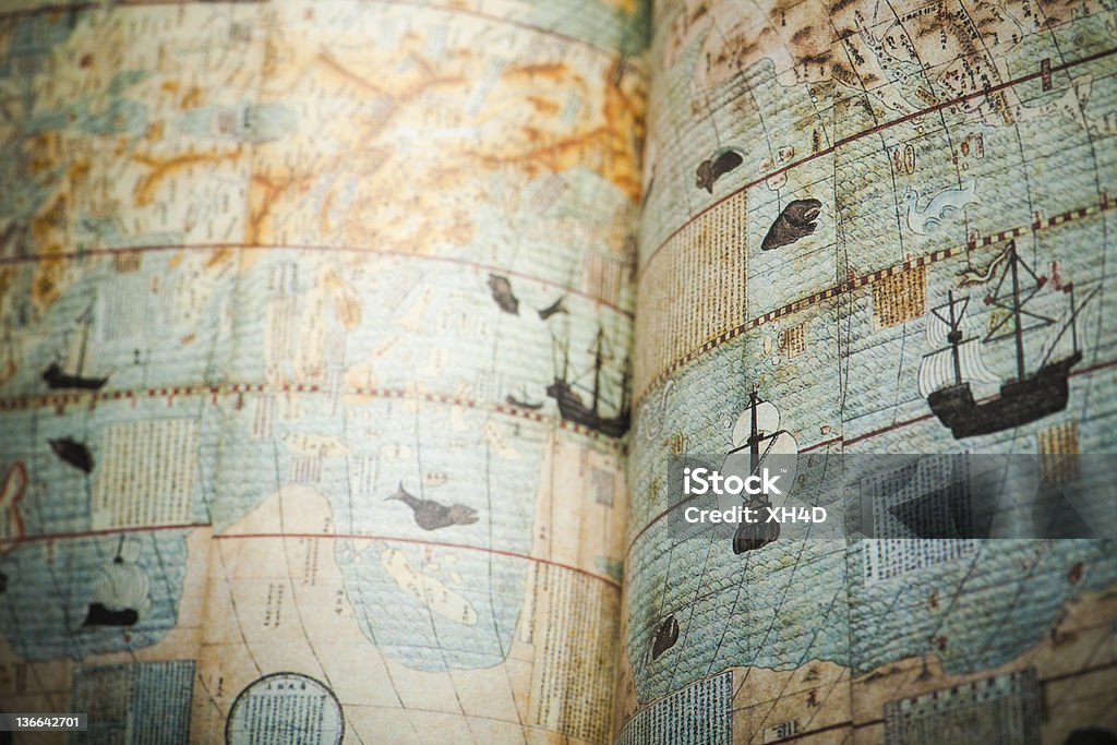 Cinese antica mappa del mondo - Foto stock royalty-free di Il passato