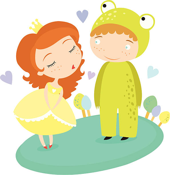 illustrazioni stock, clip art, cartoni animati e icone di tendenza di principessa e il ranocchio - prince charming