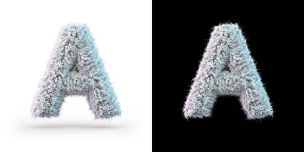istock Capital letter A. Uppercase. White fluffy font on black and white background. 3D 1366432446