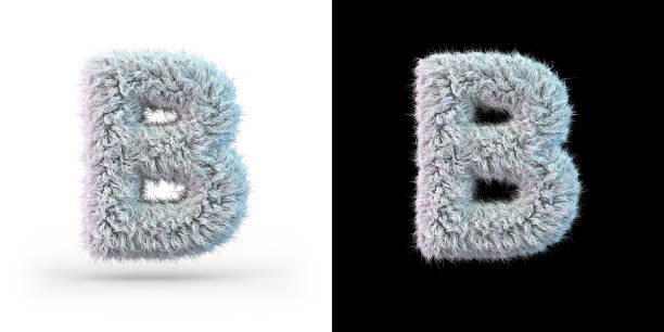 istock Capital letter B. Uppercase. White fluffy font on black and white background. 3D 1366432447