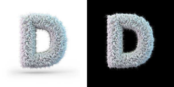 istock Capital letter D. Uppercase. White fluffy font on black and white background. 3D 1366432450