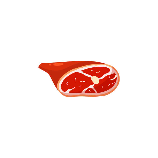 illustrazioni stock, clip art, cartoni animati e icone di tendenza di maiale, agnello o manzo, prosciutto, ricco di proteine per una nutrizione vitaminica completa in appartamento - haunch