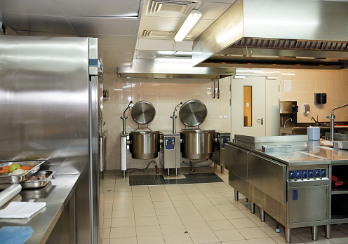 A wide shot of an empty fish and chips shop in Newcastle-Upon-Tyne.