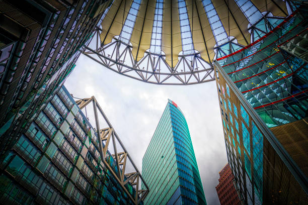Berlin, Germany - May 06, 2013: Potsdamer platz, Modern roof dome of Sony Center.