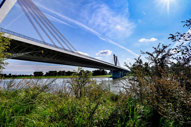 Pedestrian bridge at Donau insel (Danube island) accross the Danube river in Vienna, Austria