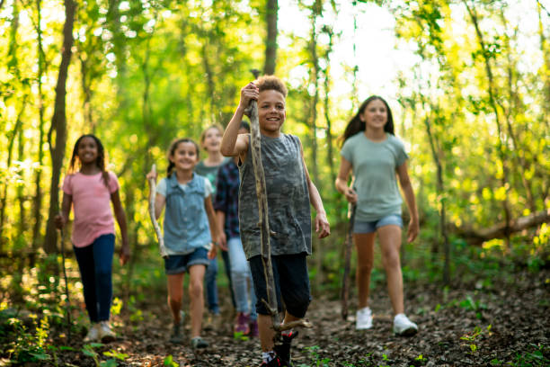 istock Children Hiking in the Woods 1366444132