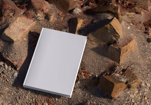 istock Blank book mockup placed on a dilapidated, notebook mockup, mockup on nature background 01 1366446244
