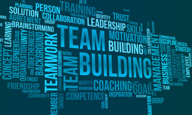 stockillustraties, clipart, cartoons en iconen met team building word cloud template. business concept vector background. - woordwolk
