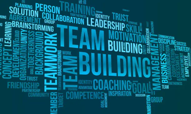 Vector illustration of Team building word cloud template. Business concept vector background.