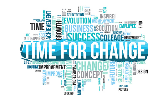 Time for change word cloud template. Business concept vector background.