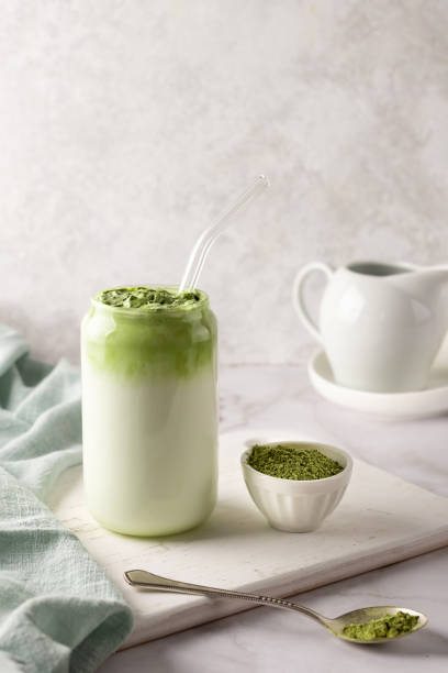istock Green tea, homemade dalgona matcha latte. 1366455612