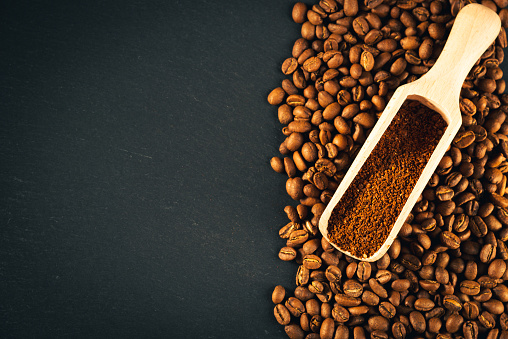 coffe beans on dark background