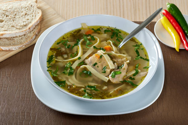 istock Chicken soup with vegetables and noodles 1366462199