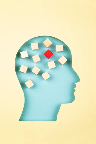 istock Human head in paper cut style with  cubes 1366463175